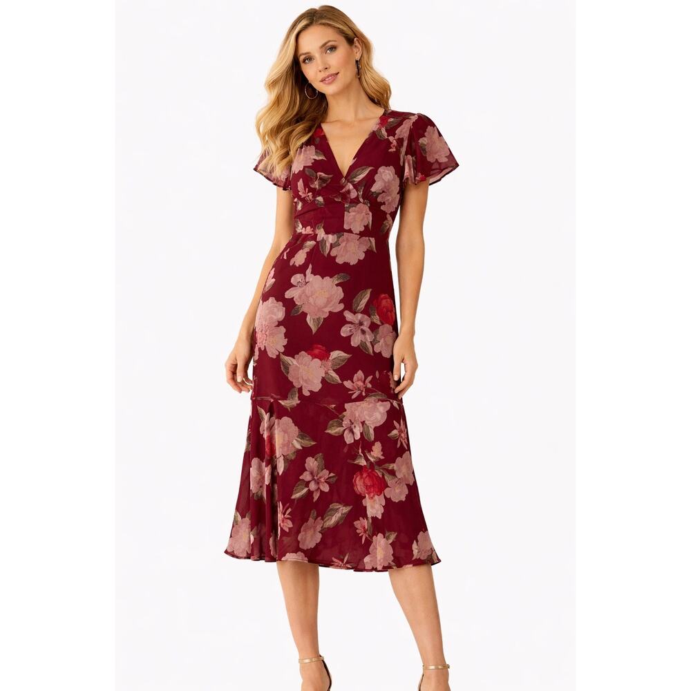 Dee elly Elegant Floral midi dress mermaid size medium